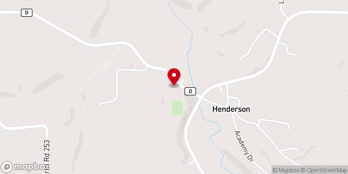 Map showing location of Henderson Baptist Church