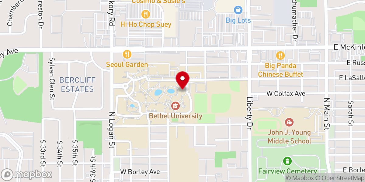 Map showing location of Everest-Rohrer Chapel/Fine Arts