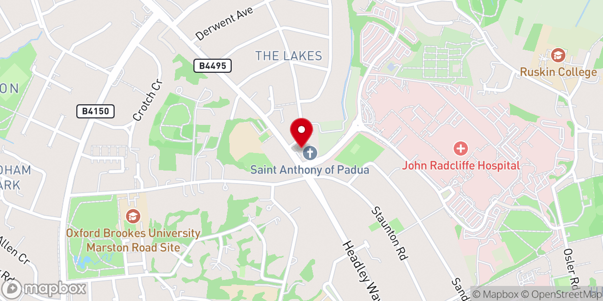 Map showing location of Syro Malabar Church Oxford - Cardinal Newman Mission