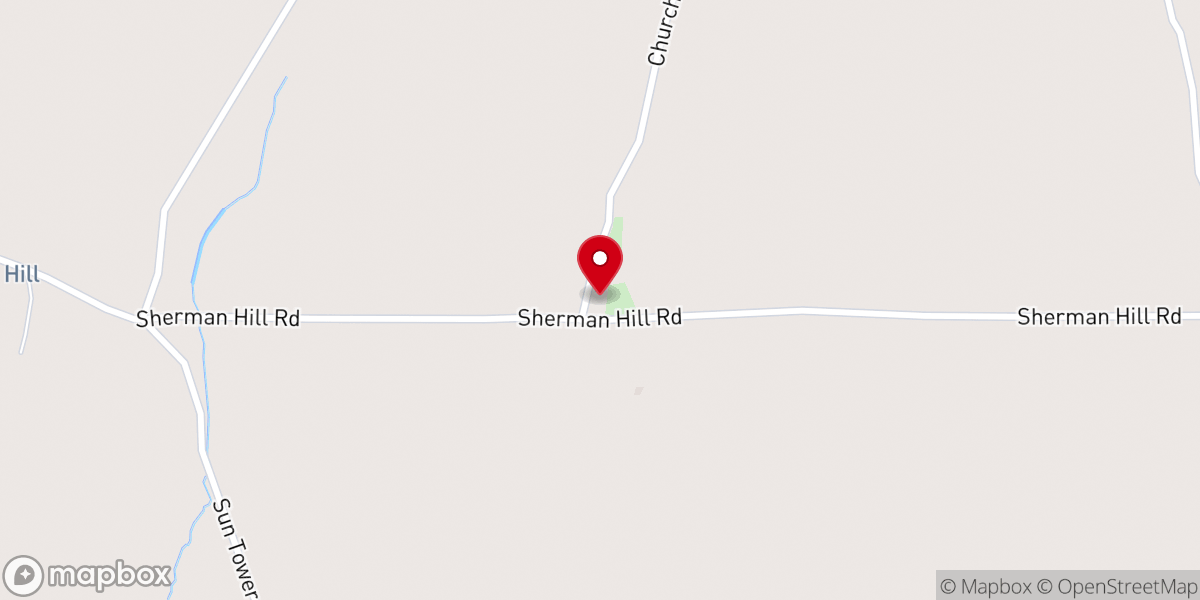 Map showing location of Sherman Hill Church