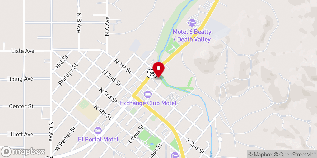 Map showing location of Beatty Chamber of Commerce