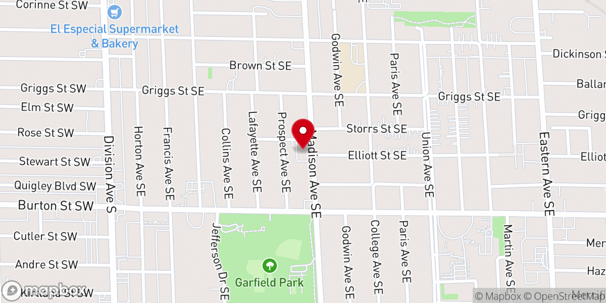 Map showing location of Ethiopian Orthodox Church Grand Rapids