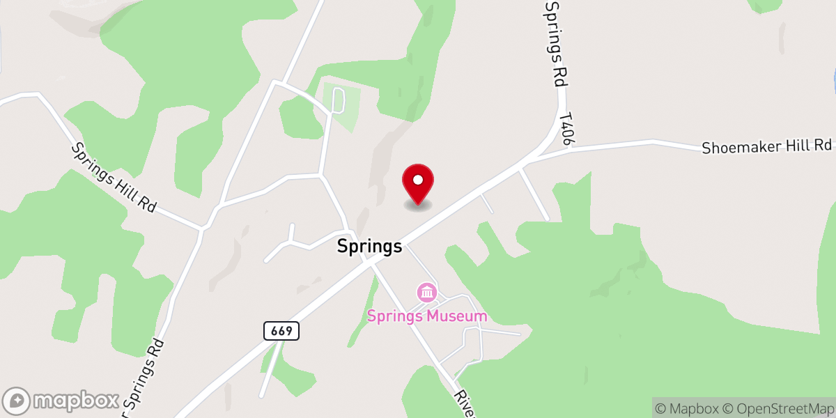 Map showing location of Springs Mennonite Church