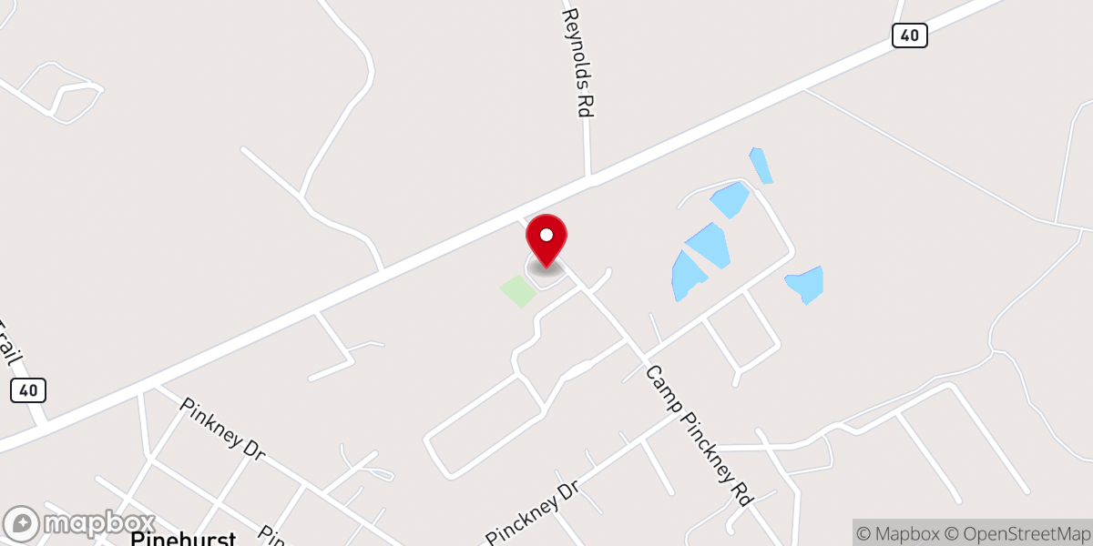 Map showing location of Camp Pinckney Baptist Church