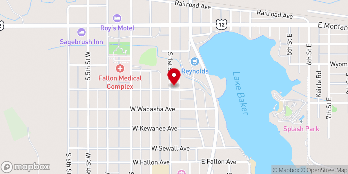 Map showing location of Baker Community Church