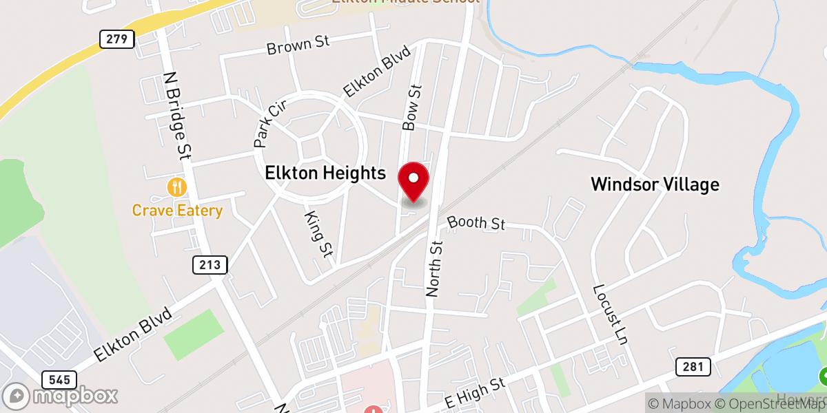 Map showing location of Fair Hill Church