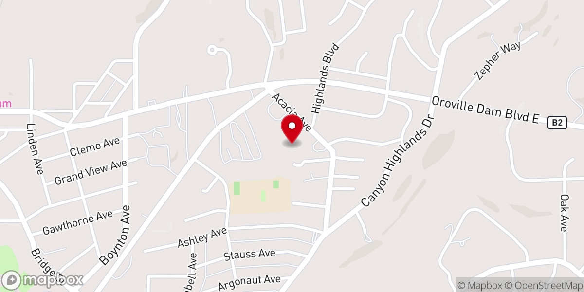 Map showing location of First United Methodist Church of Oroville, CA