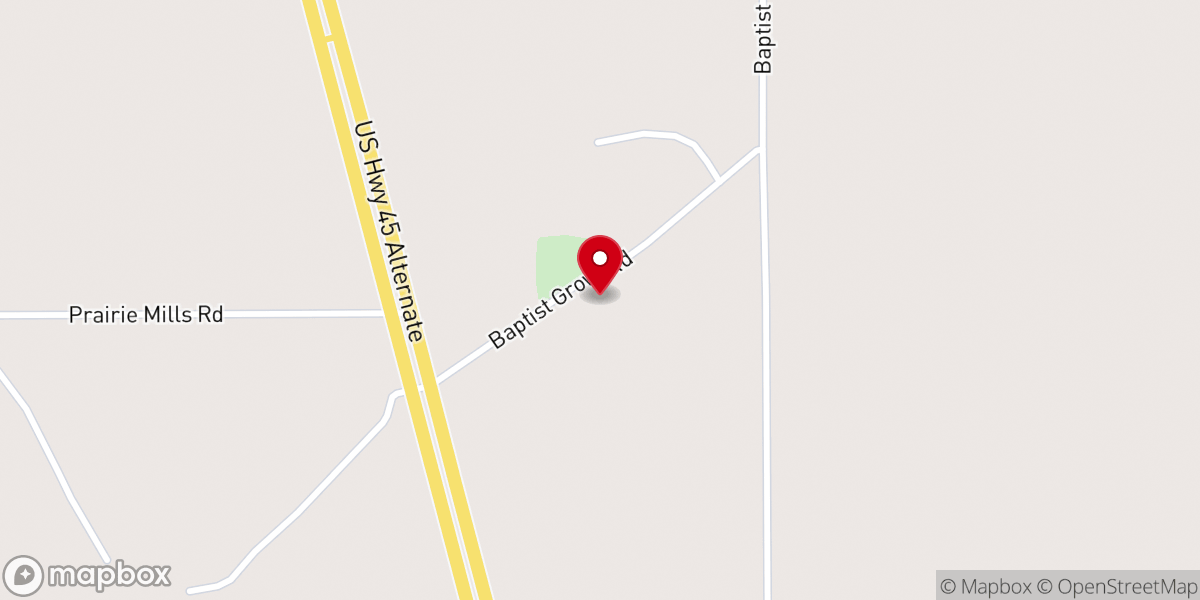 Map showing location of Baptist Grove MB Church