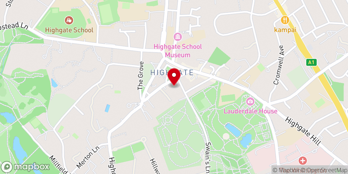 Map showing location of Highgate United Reformed Church