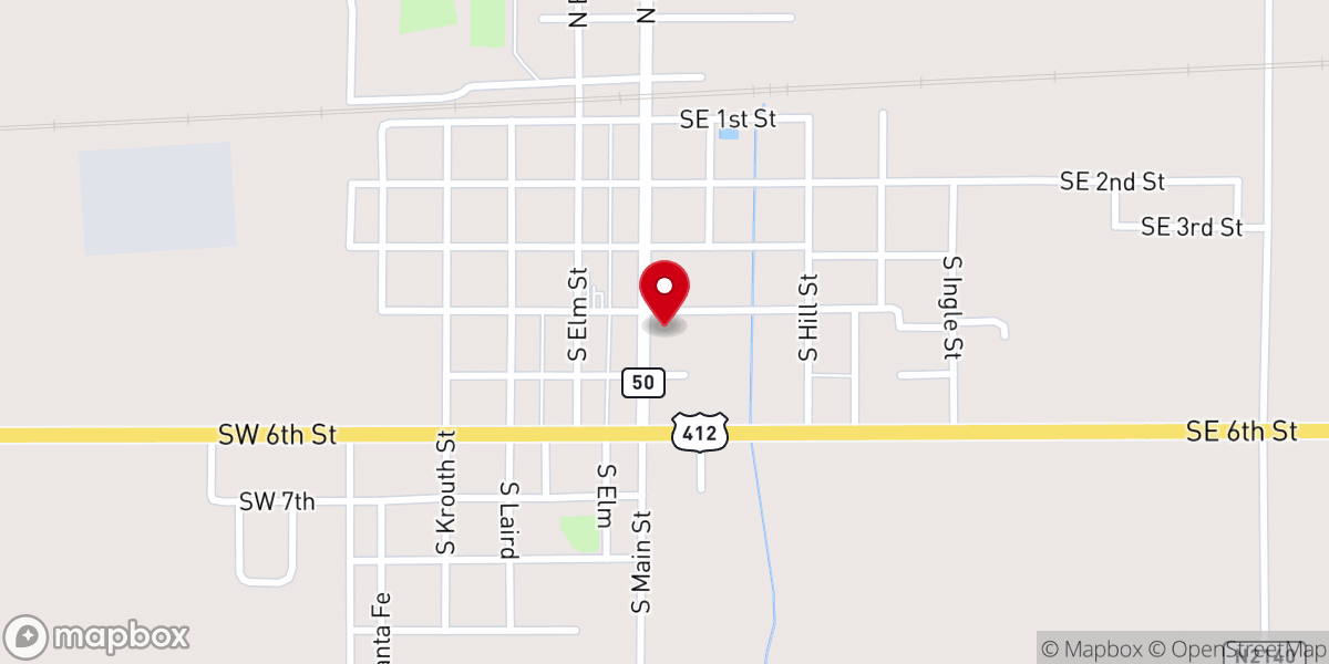 Map showing location of Assembly of God Church