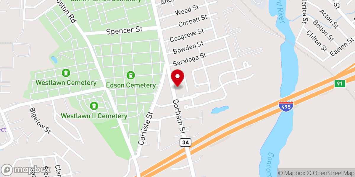 Map showing location of Igreja Batista Nova Vida Em Lowell