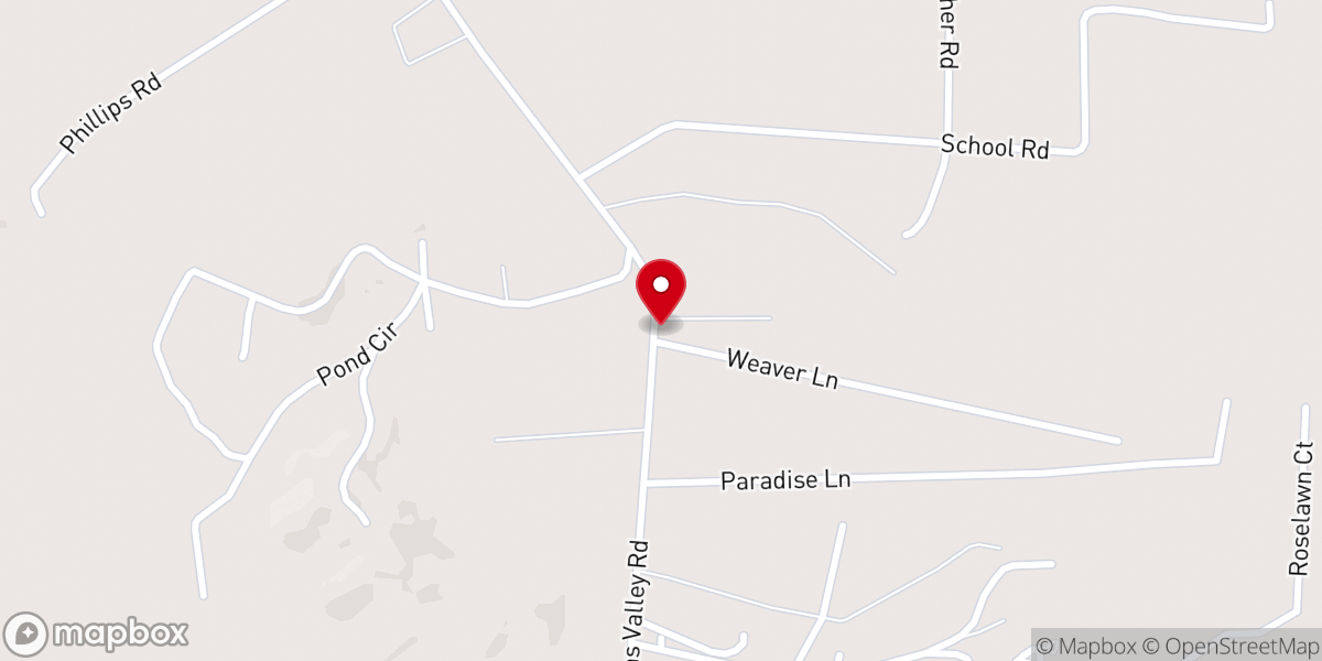 Map showing location of Blevins Valley Church