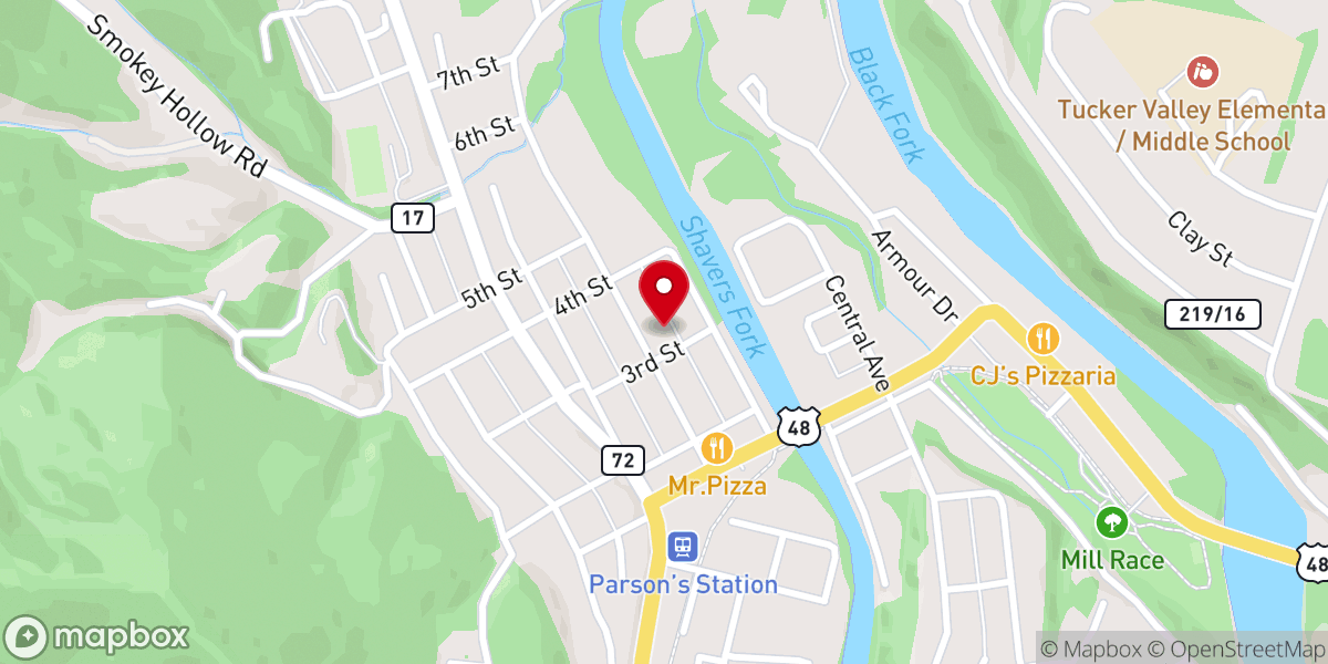 Map showing location of Parsons Presbyterian Church