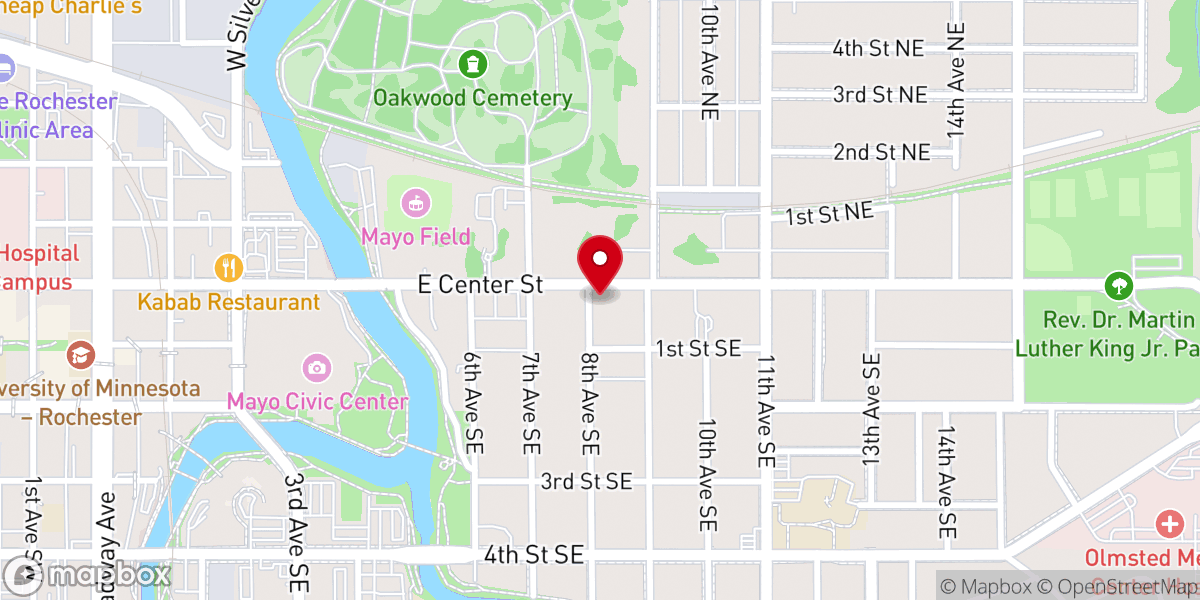 Map showing location of St. George Ethiopian Orthodox Tewahedo Church Rochester, Minnesota