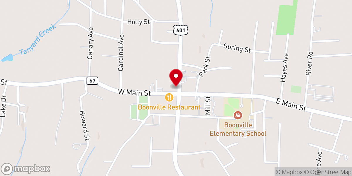Map showing location of Boonville UMC
