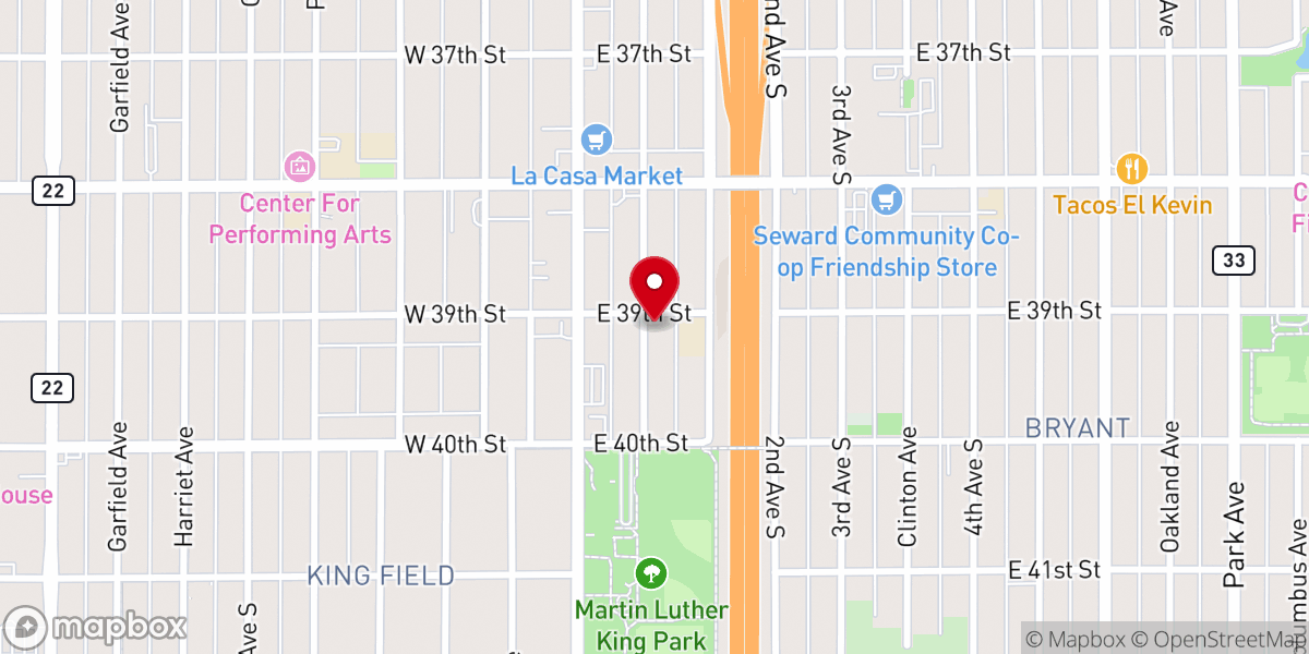 Map showing location of Pilgrim Lutheran Church and School