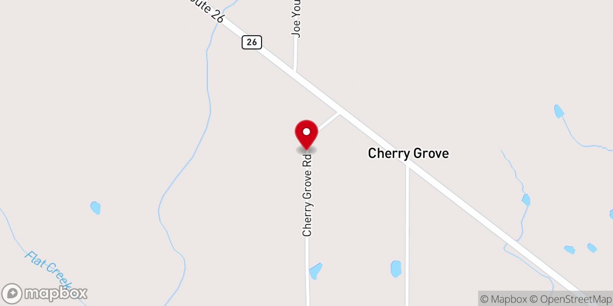 Map showing location of Cherry Grove Baptist Church
