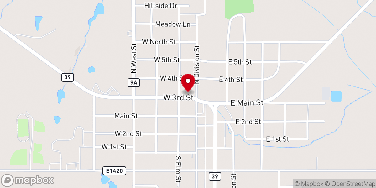 Map showing location of Assembly of God Church