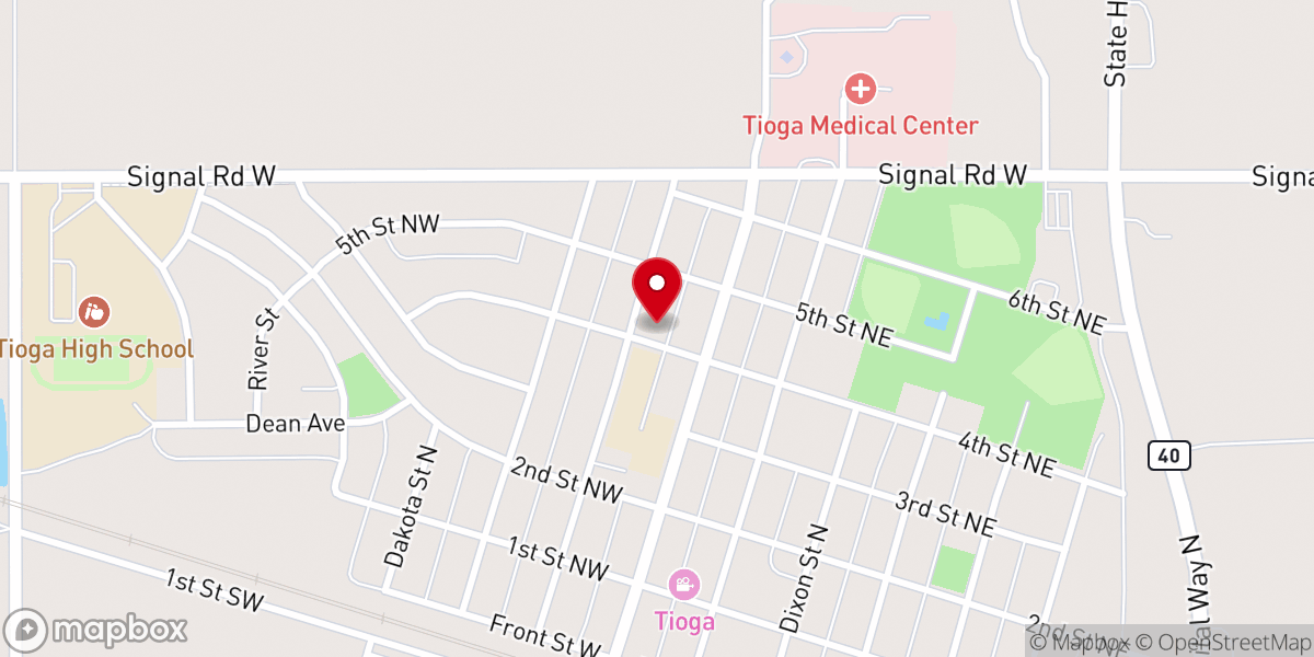 Map showing location of New Life Church Tioga