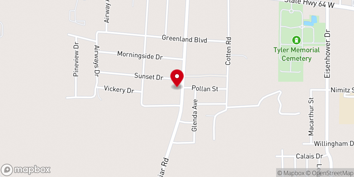 Map showing location of Tyler Christian Church