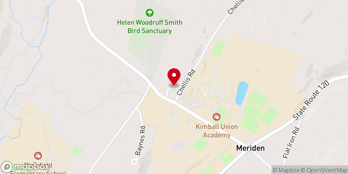 Map showing location of Meriden Congregational Church