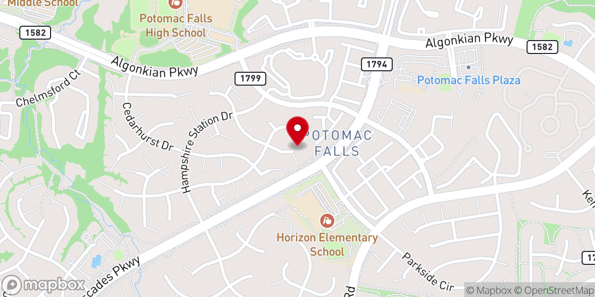Map showing location of Potomac Baptist Church