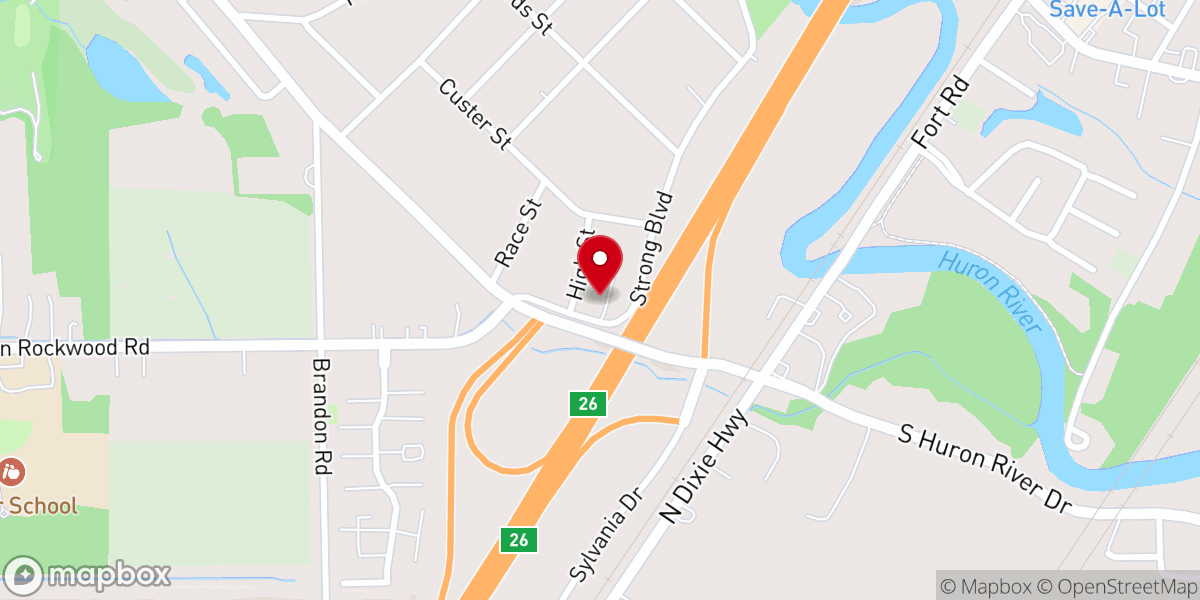 Map showing location of South Rockwood United Methodist Church