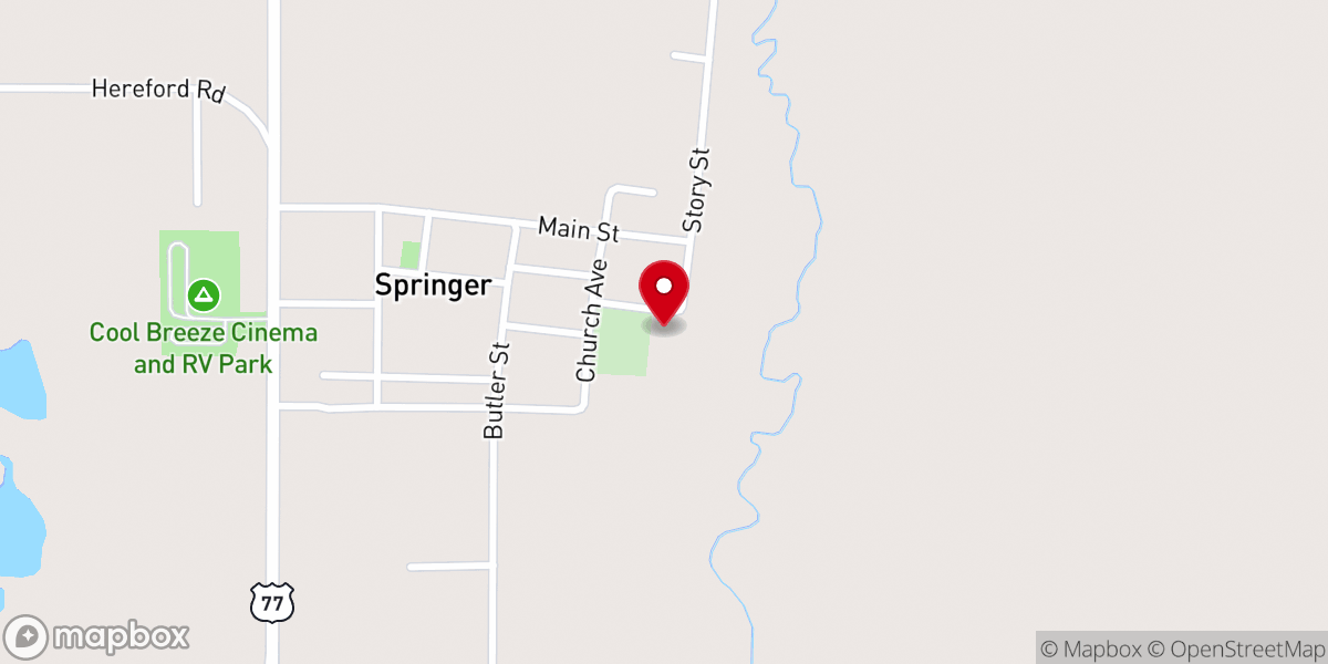Map showing location of Springer Missionary Baptist