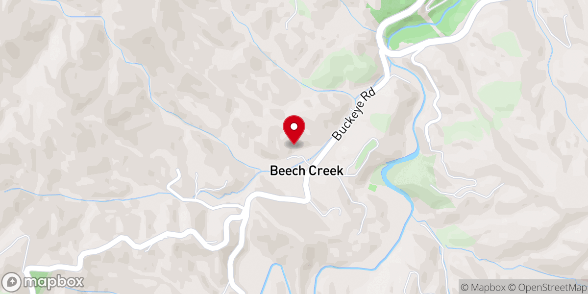 Map showing location of Beech Creek Freewill Baptist Church