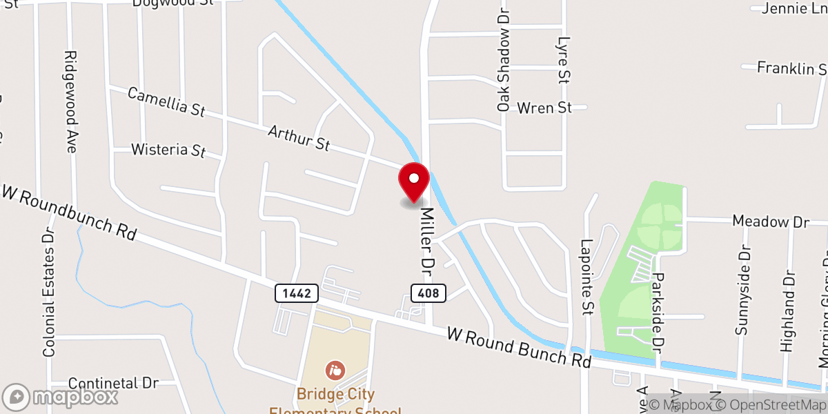 Map showing location of Fellowship Baptist Church