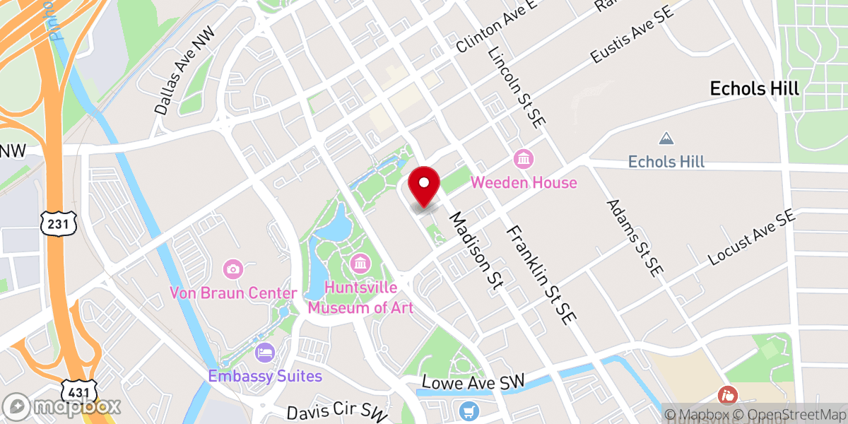 Map showing location of Temple Bnai Sholom