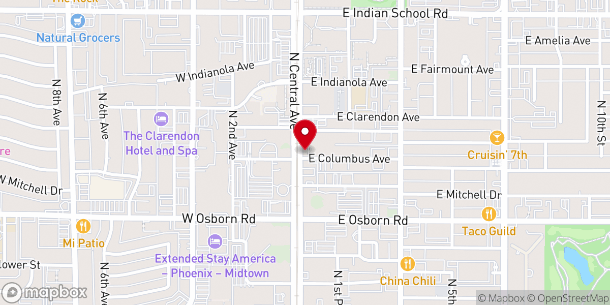 Map showing location of Phoenix Midtown Inc