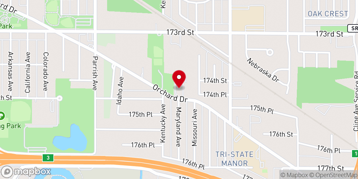 Map showing location of Orchard Drive Baptist Church