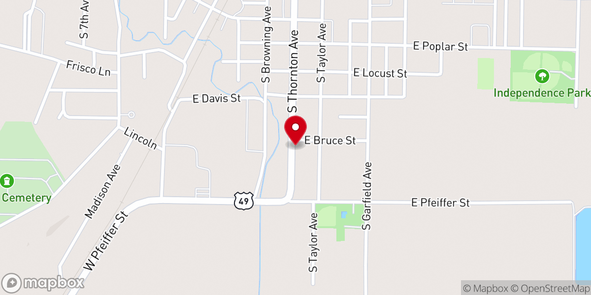 Map showing location of South Thornton Church of Christ