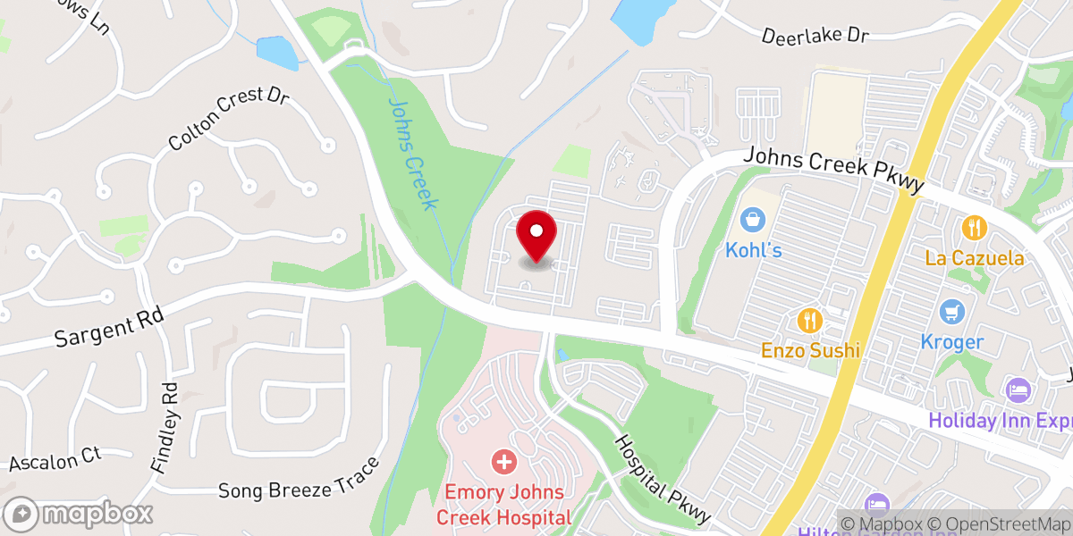 Map showing location of Johns Creek Baptist Church