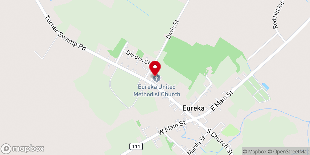 Map showing location of Eureka Methodist Church