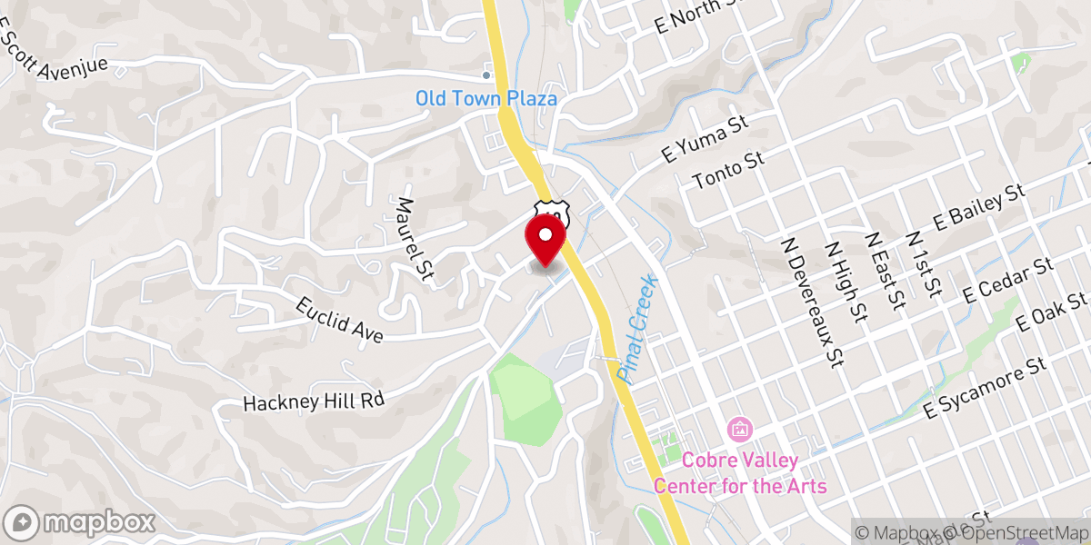 Map showing location of Gila Community Food Bank