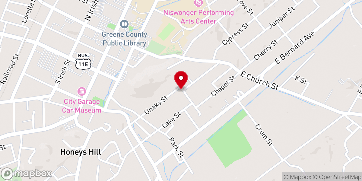 Map showing location of First Church of Nazarene