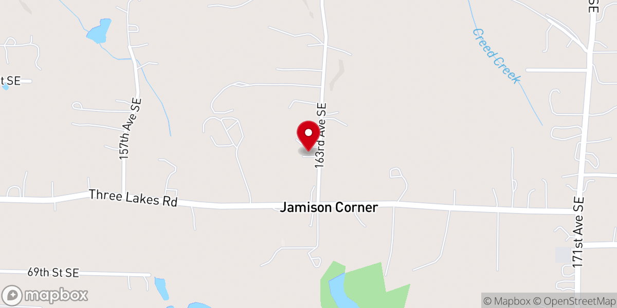 Map showing location of Three Lakes Community Church