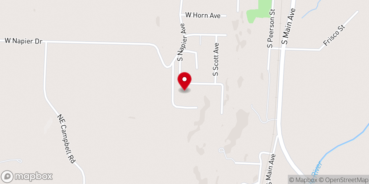 Map showing location of Greenland Free Will Baptist Church