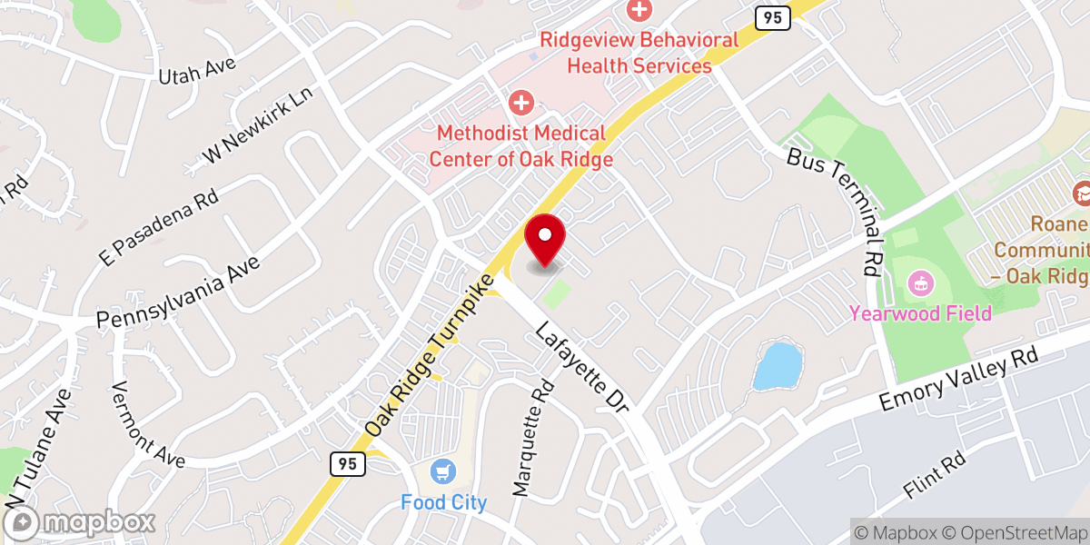Map showing location of First Christian Church (Disciples of Christ) of Oak Ridge