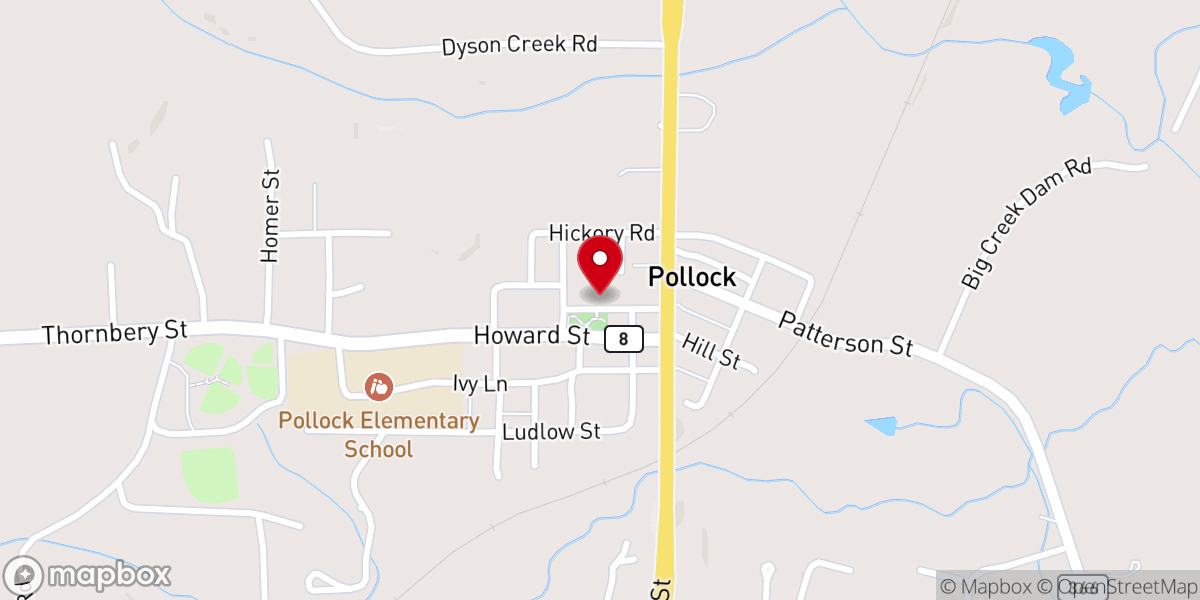 Map showing location of Pollock Methodist Church