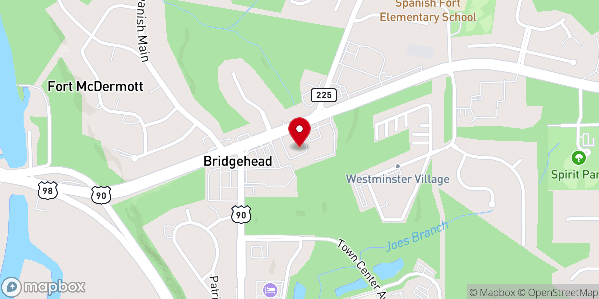 Map showing location of Spanish Fort Presbyterian Church