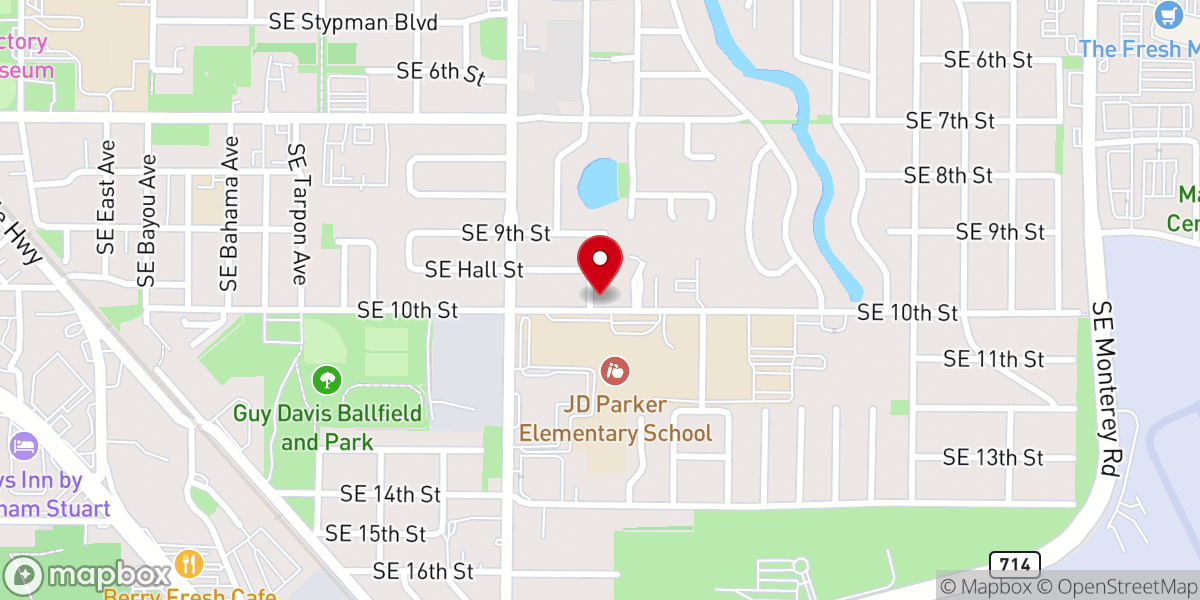 Map showing location of St josephs SE. 10th St.hs Stuart