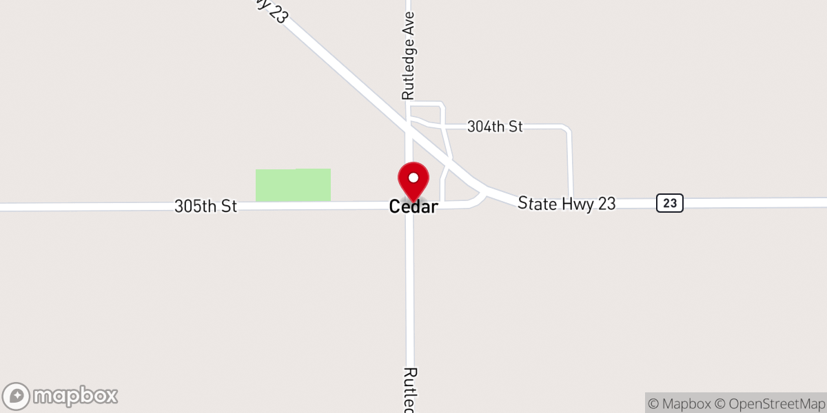 Map showing location of Cedar United Methodist Church
