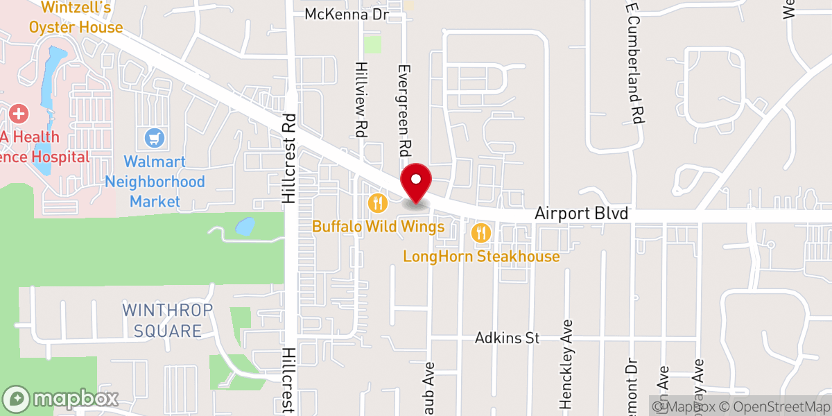 Map showing location of Airport Boulevard Baptist Church