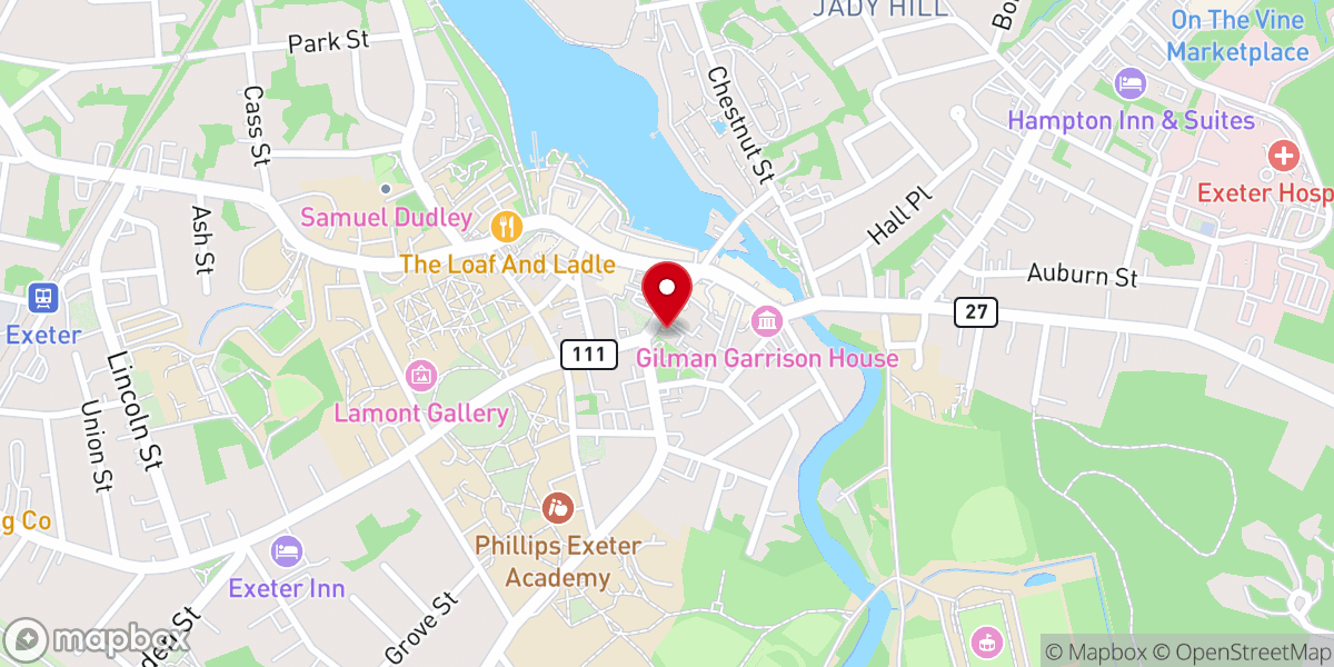 Map showing location of Community Church at Exeter