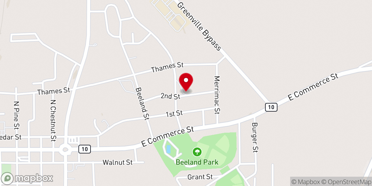 Map showing location of East Greenville Baptist Church