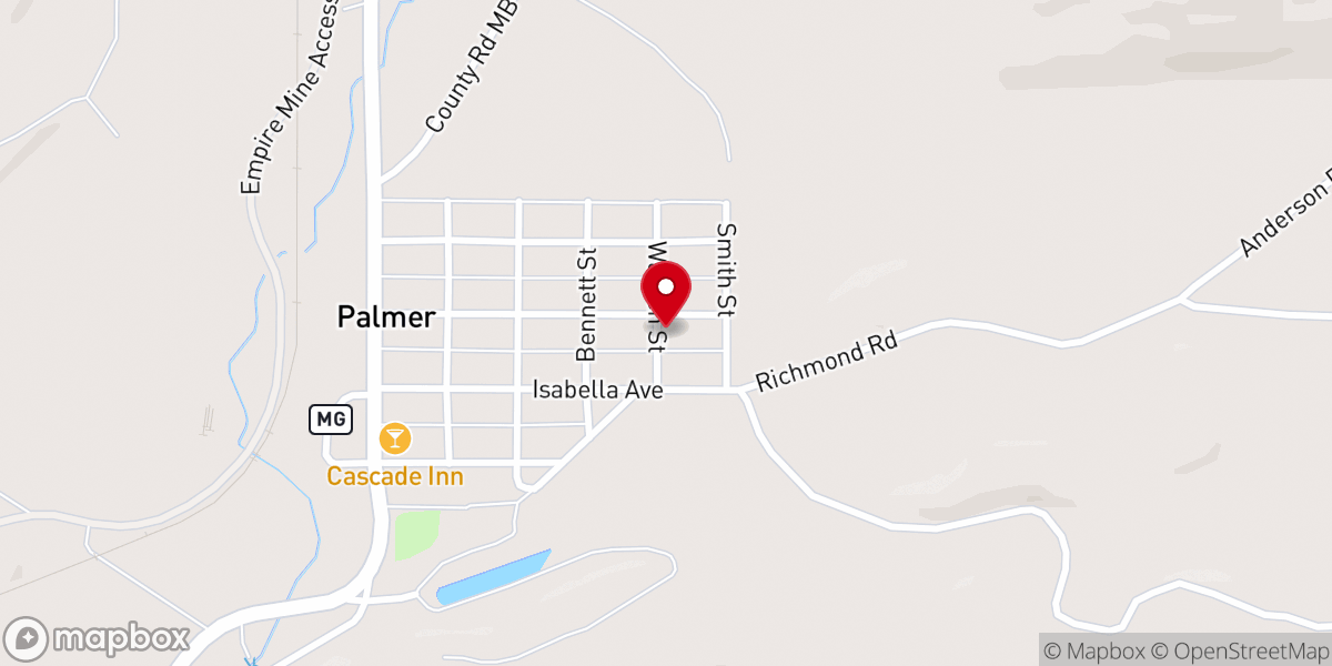 Map showing location of Palmer-Suomi Lutheran Parish