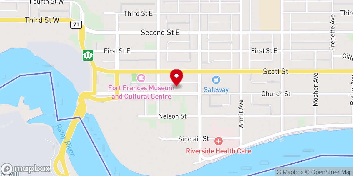Map showing location of Knox United Church